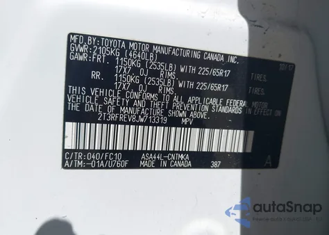 2018 Toyota Rav4 Xle z USA, uszkodzony, nr VIN 2T3RFREV8JW713319